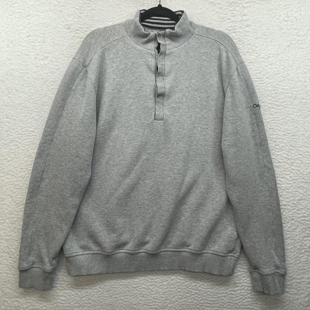 Straight Down Sweater Mens Large Gray Quarter Snap Mock Neck Oakhurst Golf
